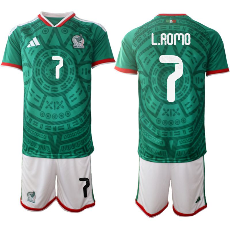 Men 2026 World Cup National Team Mexico home green #7 Soccer Jersey